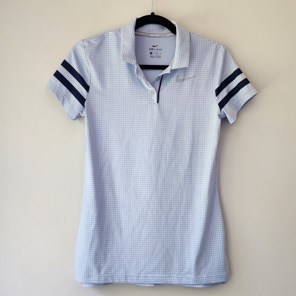 Nike golf women's short sleeve polo shirt | xs | polka dots light purple rn56323